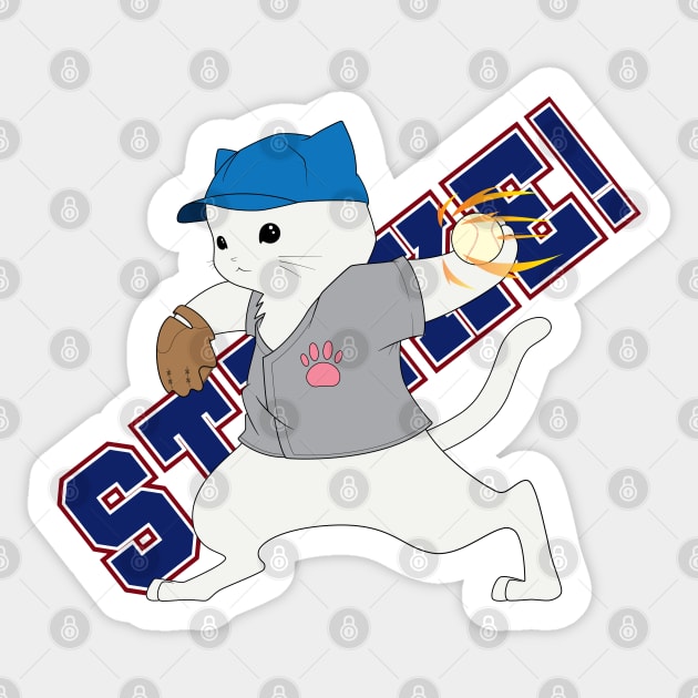 Baseball Pitcher Cat Sticker by The Kitten Gallery